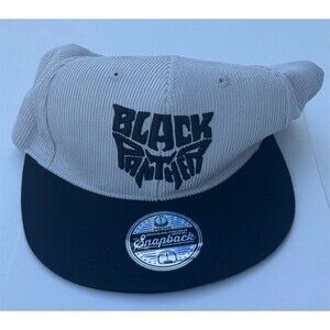 Marvel Black Panther Snapback Hat Cap Gray Beige Black Flat Bill One Size